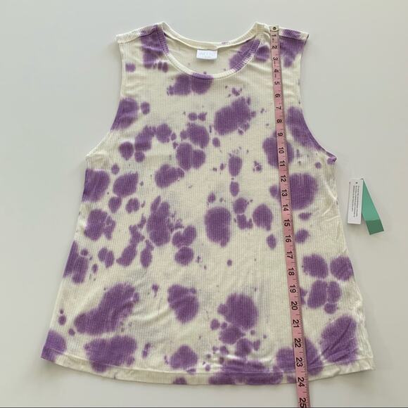 Abound Purple and White Tie Dye Ribbed Muscle Tank Top Small - Picture 5 of 10
